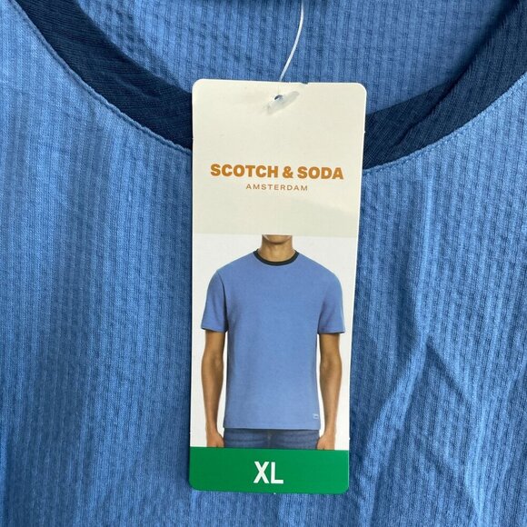 NEW Scotch & Soda Men's XL Textured Blue T-Shirt - Picture 6 of 8